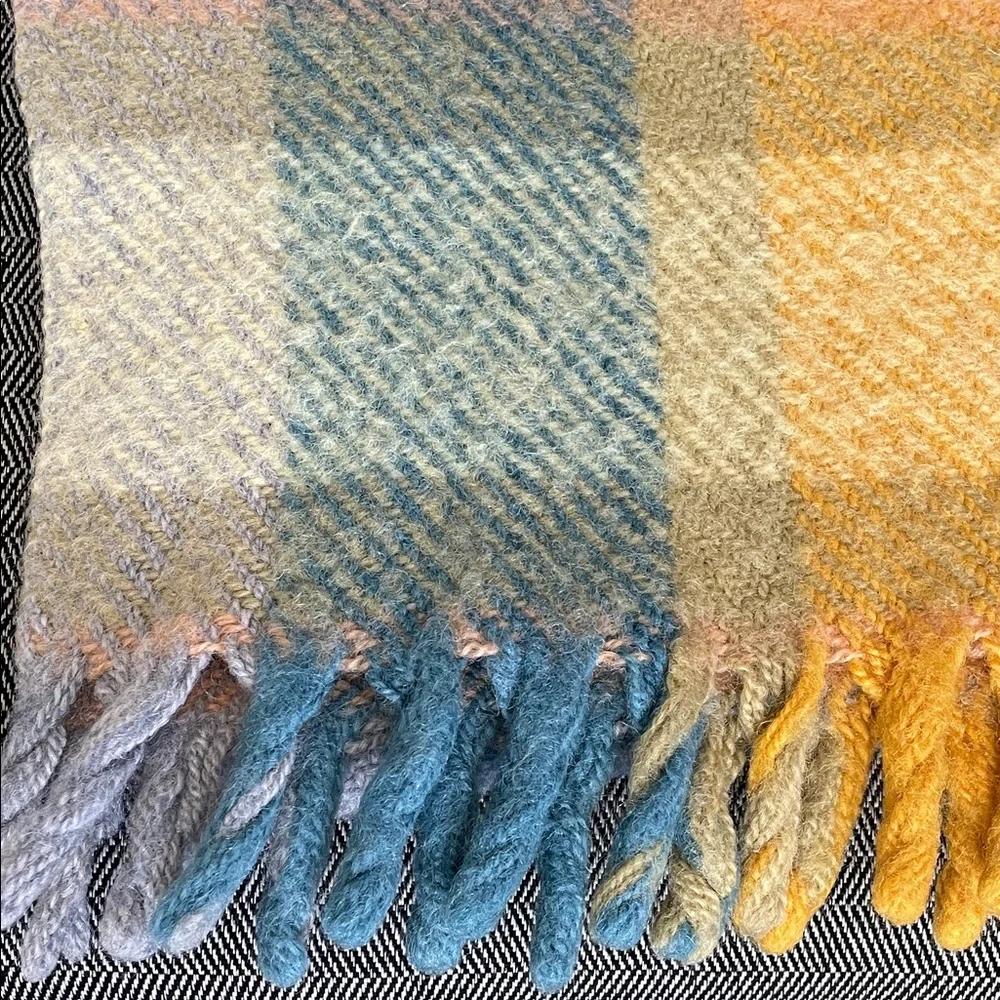 Plaid Multicolor Wool Throw Blanket